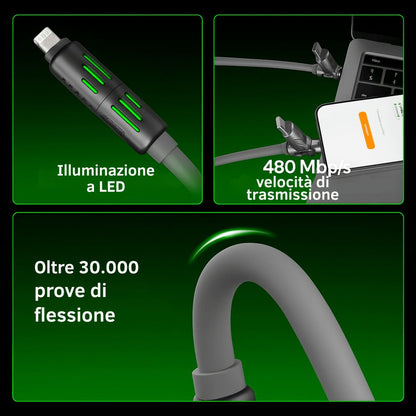 Cavo Universale 4-in-1 Multi USB, Type-C, Lightning, lunghezza 1.5 m