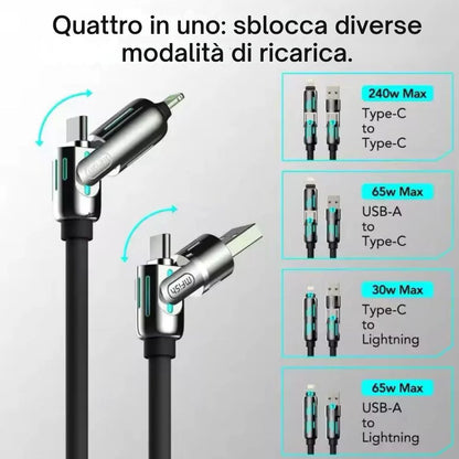 Cavo Universale 4-in-1 Multi USB, Type-C, Lightning, lunghezza 1.5 m